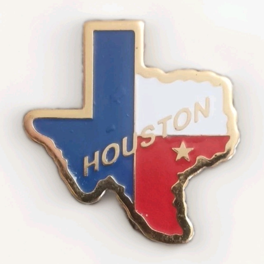Vintage Houston Texas Red White Blue Enamel Lapel Hat Pin Pinback Tie Tac